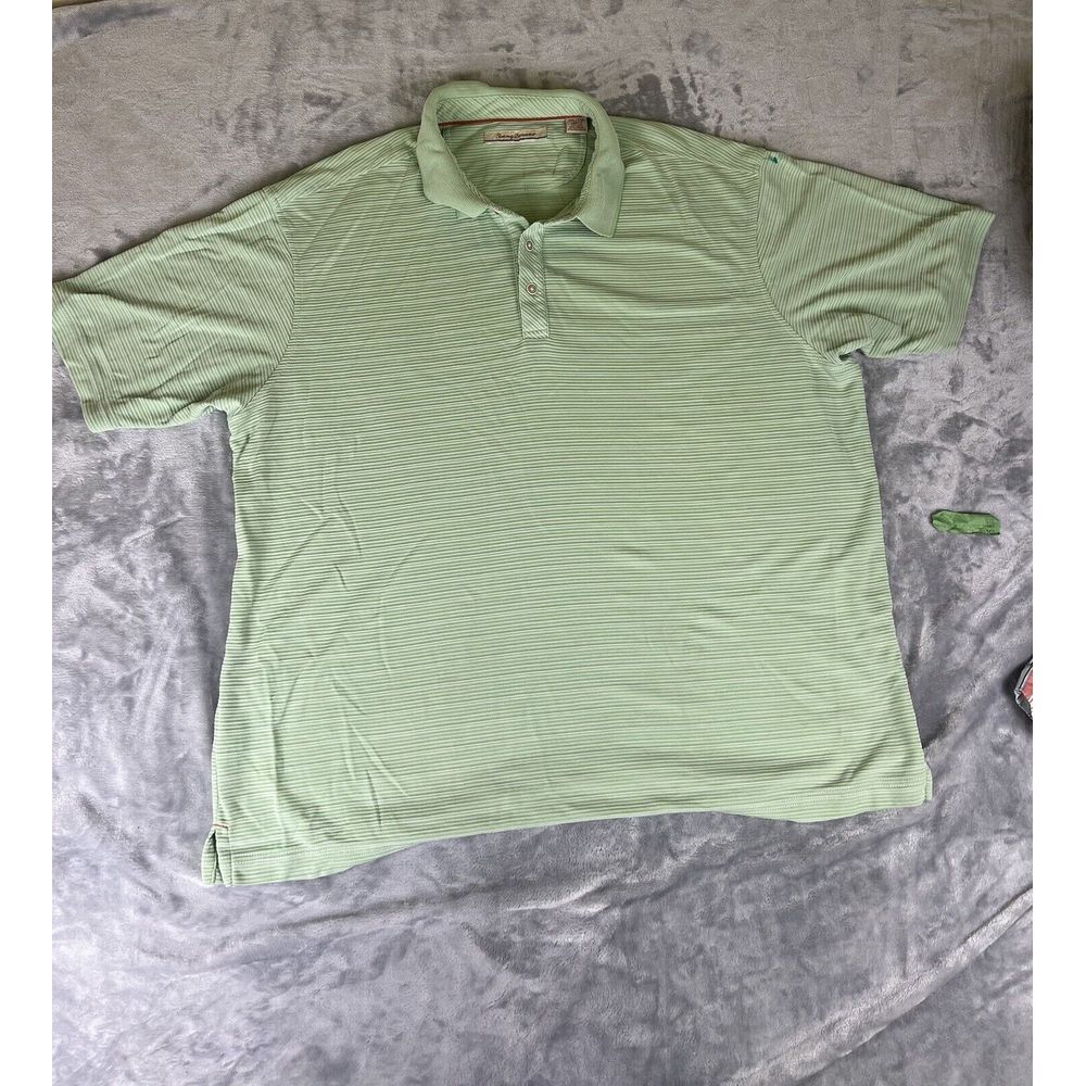 Tommy Bahama XL Green Modal Blend Short Textured Sleeve Polo Shirt‎